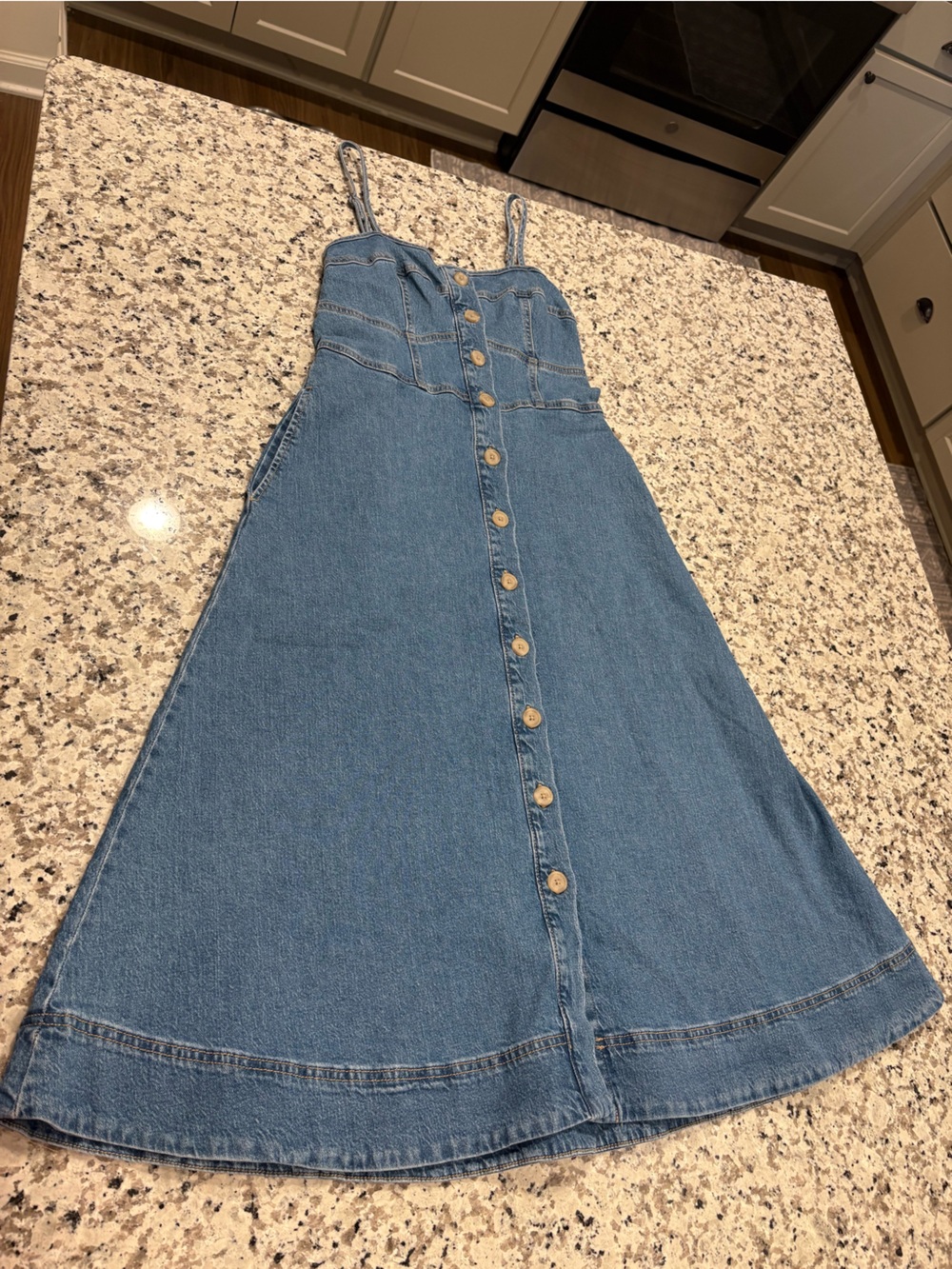 Universal Thread Denim Corset Midi A-Line Dress Button 90s Women’s size S Indigo - Picture 8 of 11